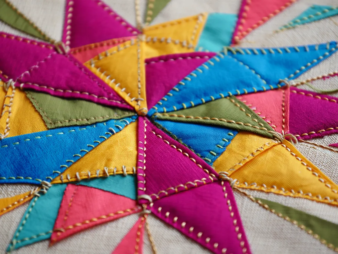 Färgglad applikation med geometriskt mönster